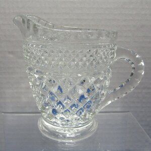 Vintage Wexford Cut Glass Creamer - 8 oz Pitcher, 3-3/4” High, Anchor Hocking